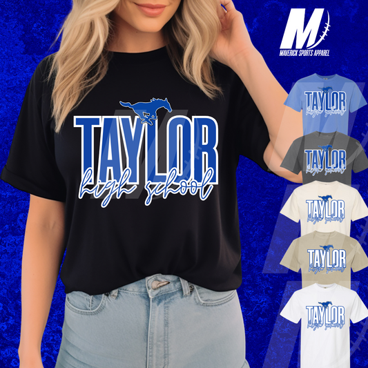 Taylor Mustangs Bold Script Tee – Comfort Colors®