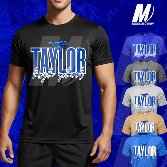 Taylor Mustangs Bold Script Tee – Xtreme Tek Dri-Fit