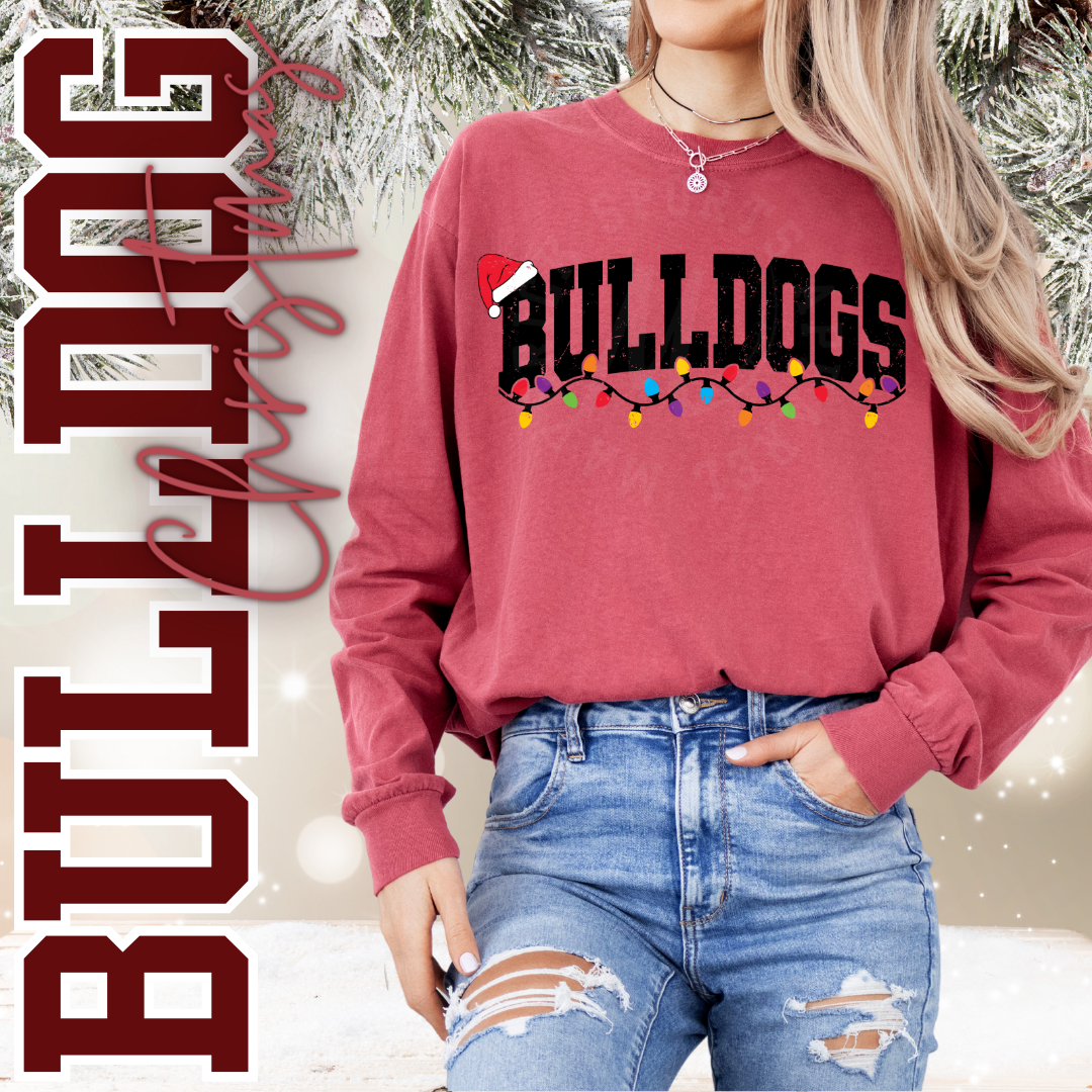 Bulldogs Christmas Lights Long Sleeve Tee