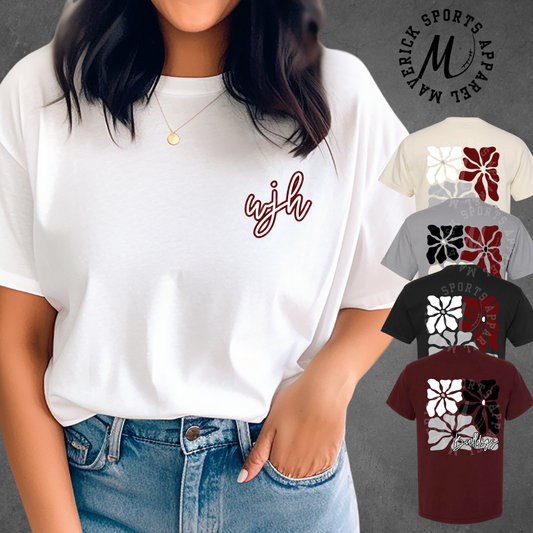 WJH Bulldogs Floral Comfort Colors® Pocket Tee - Full Back Design