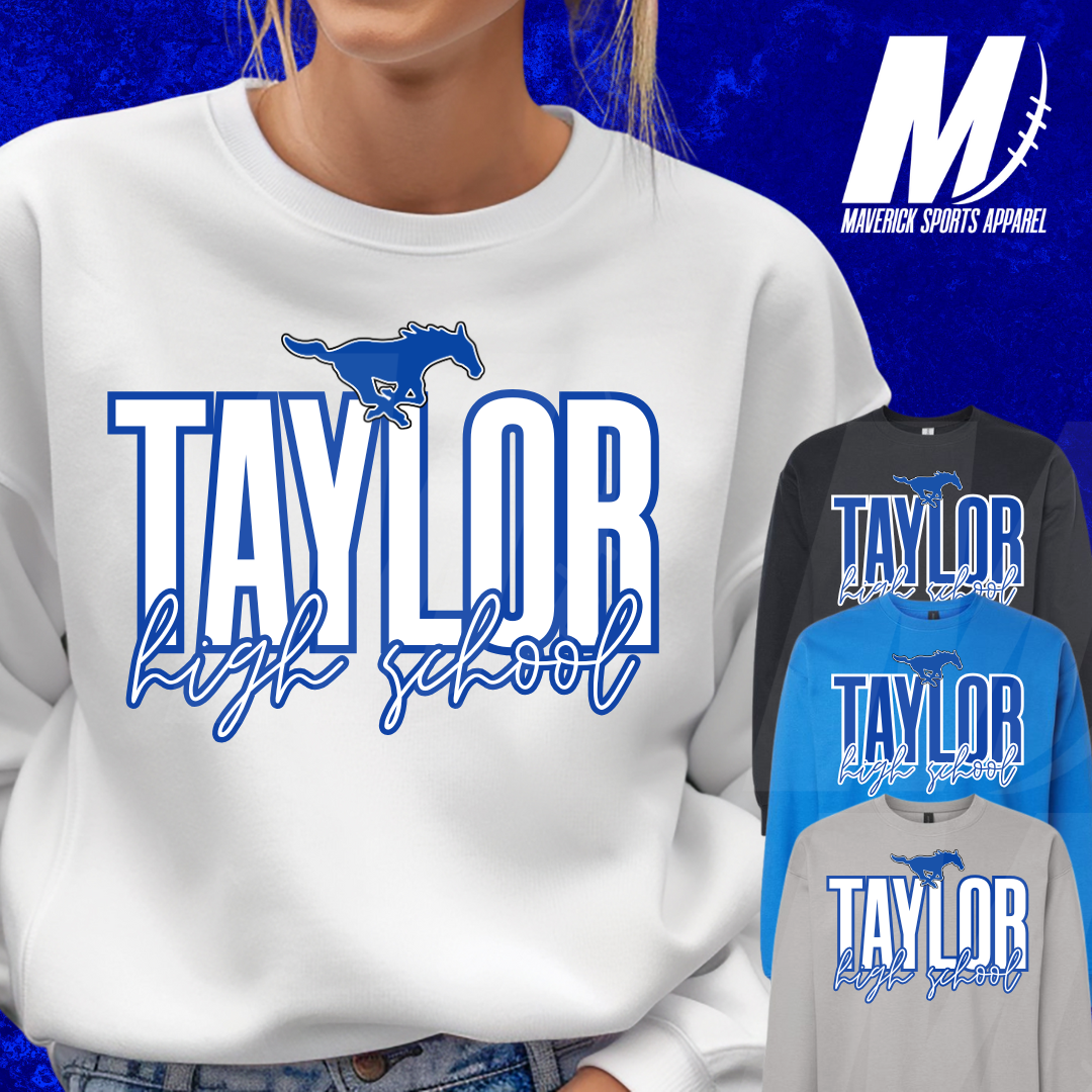 Taylor Mustangs Bold Script Crewneck Sweatshirt