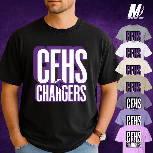 CFHS Chargers Stacked Mascot Comfort Colors® Tee