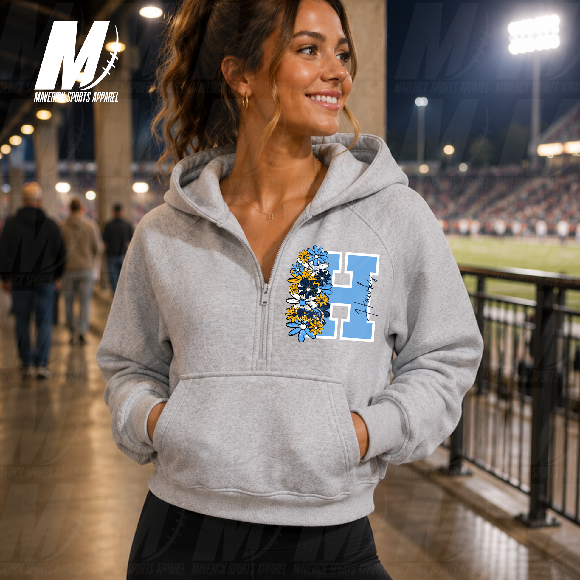 Mavericks Summer Bloom Cropped 1/2 Zip Hoodie