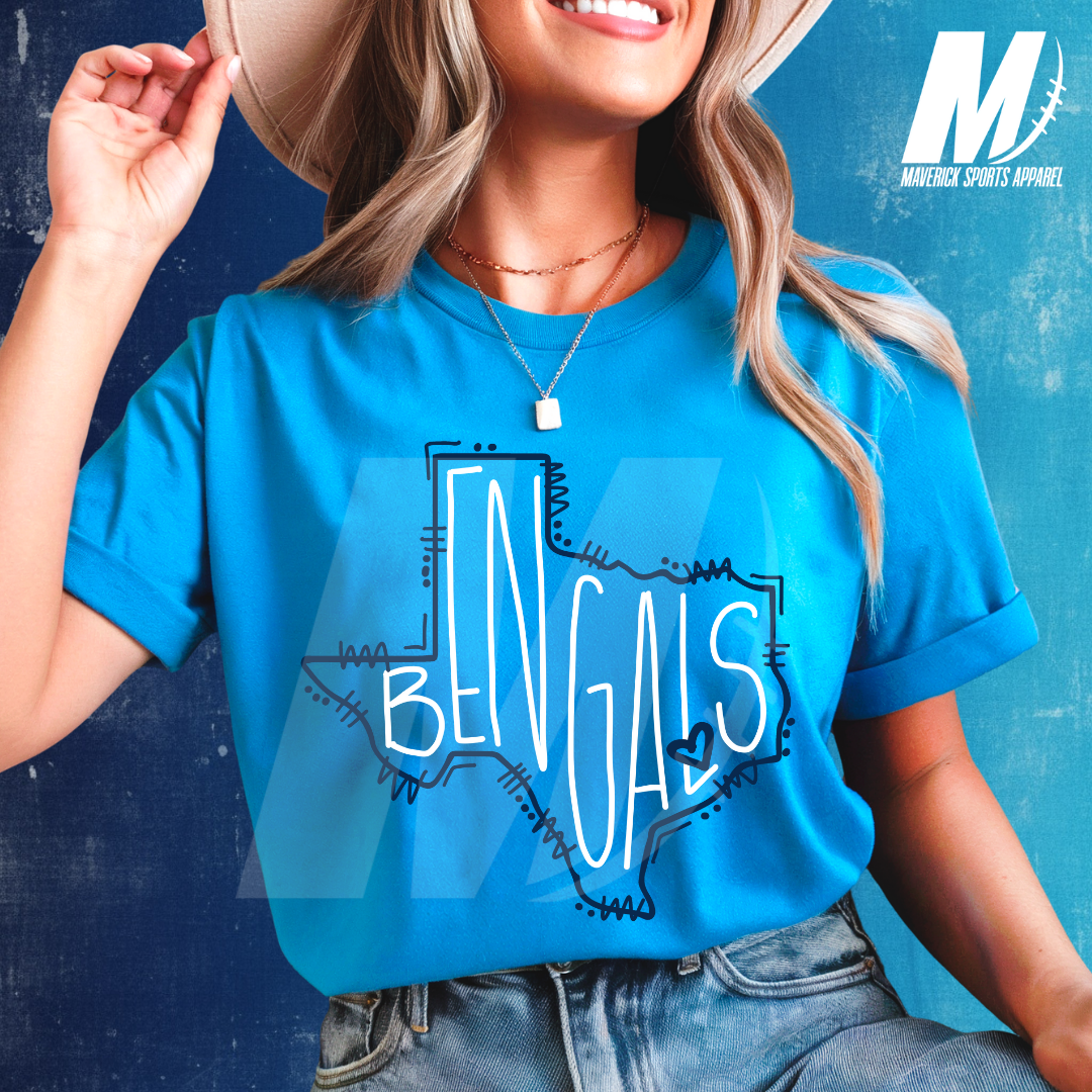 Bryant Bengals Hand-Drawn Hometown Texas Mascot – Comfort Colors® Tee