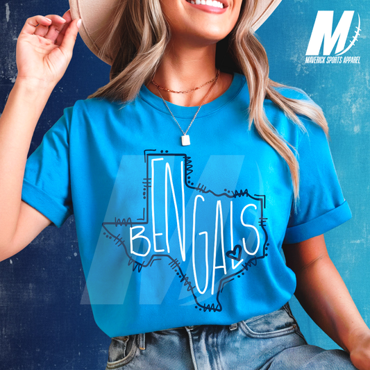 Bryant Bengals Hand-Drawn Hometown Texas Mascot – Comfort Colors® Tee