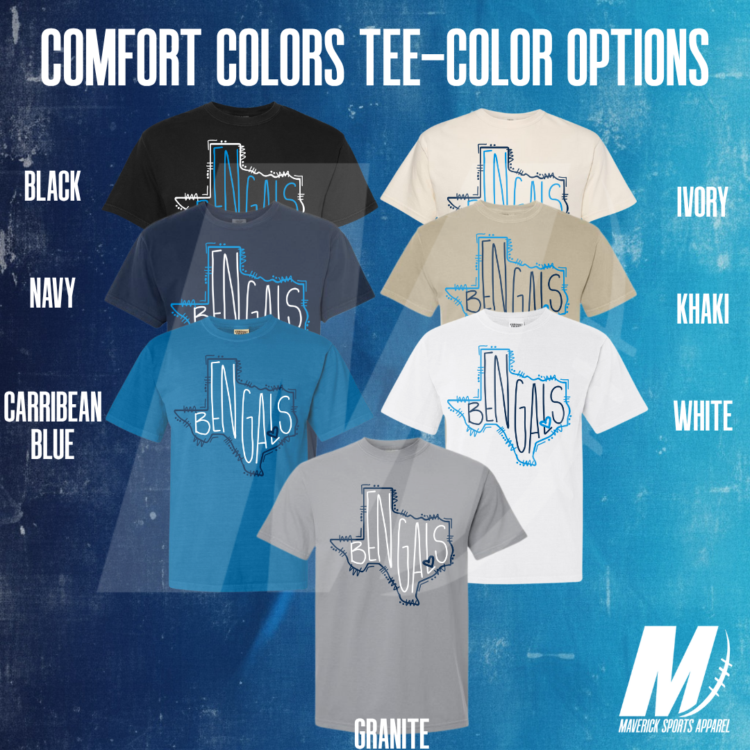 Bryant Bengals Hand-Drawn Hometown Texas Mascot – Comfort Colors® Tee