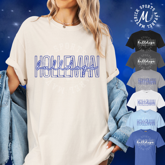 Holleman Elementary Bulldogs Neon Script Outline Tee – Comfort Colors®