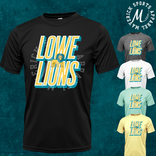 Lowe Lions Stacked Mascot Xtreme-Tek Dri-Fit Tee