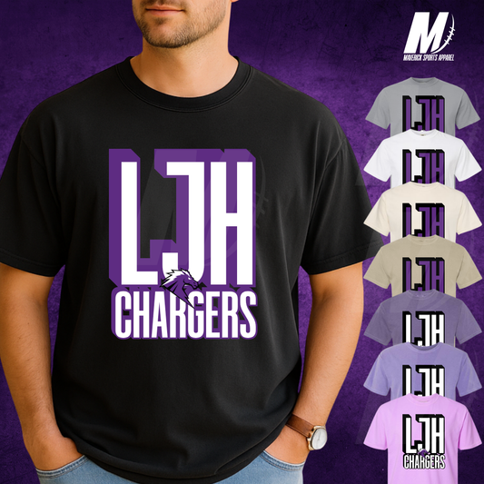 LJH Chargers Stacked Mascot Comfort Colors® Tee
