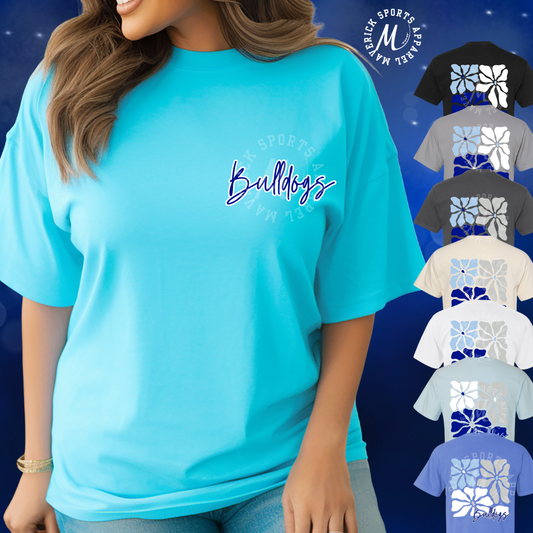 Holleman Elementary Bulldogs Floral Comfort Colors® Pocket Tee – Full Back Design
