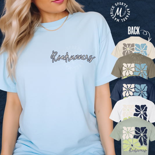 Roberts Road Elementary Roadrunners Floral Comfort Colors® Pocket Tee – Full Back Design