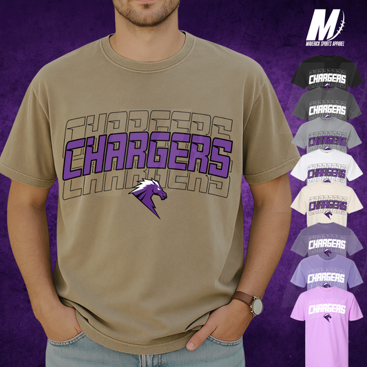 Chargers Stacked Comfort Colors® Tee