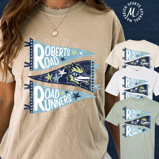 Roberts Road Elementary Roadrunners Hand-Drawn Pennant Tee – Comfort Colors®