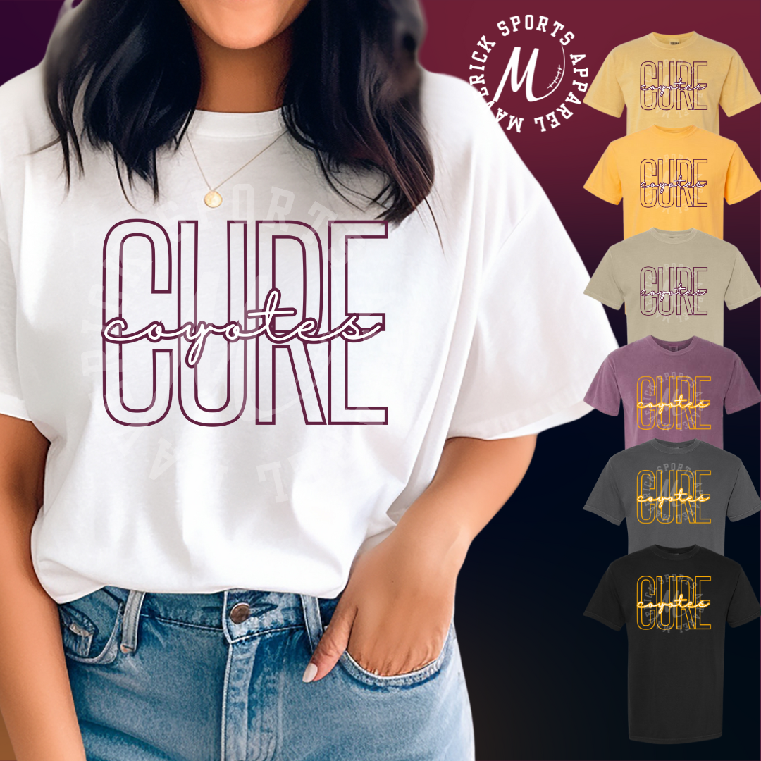 Cure Elementary Coyotes Neon Script Outline Tee – Comfort Colors®