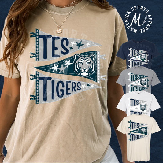 Turlington Elementary TES Tigers Hand-Drawn Pennant Tee – Comfort Colors®