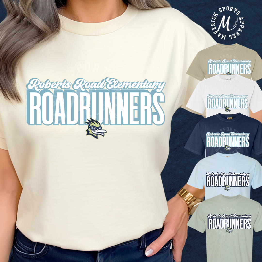 Roberts Road Elementary Roadrunners Block Script Comfort Colors® Tee