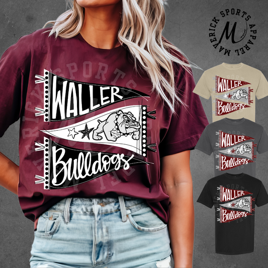 Waller High School Bulldogs Hand-Drawn Pennant Tee – Comfort Colors®