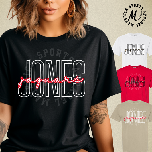 Jones Elementary Jaguars Neon Script Outline Tee – Comfort Colors®