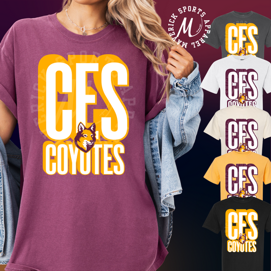 CES Coyotes Stacked Mascot Comfort Colors® Tee