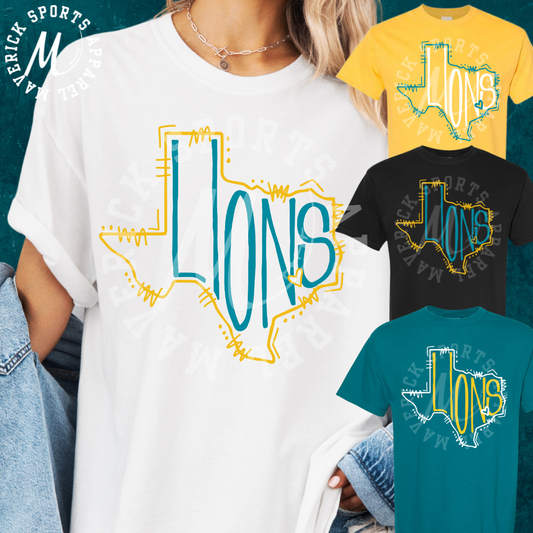 Lowe Lions Comfort Colors® Tee – Hand-Drawn Hometown Texas Mascot