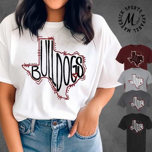 Waller Bulldogs Comfort Colors® Tee – Hand-Drawn Hometown Texas Mascot