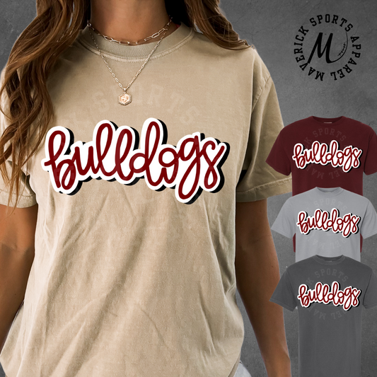 Waller Bulldogs Hand-Drawn Bubble Script Comfort Colors® Tee