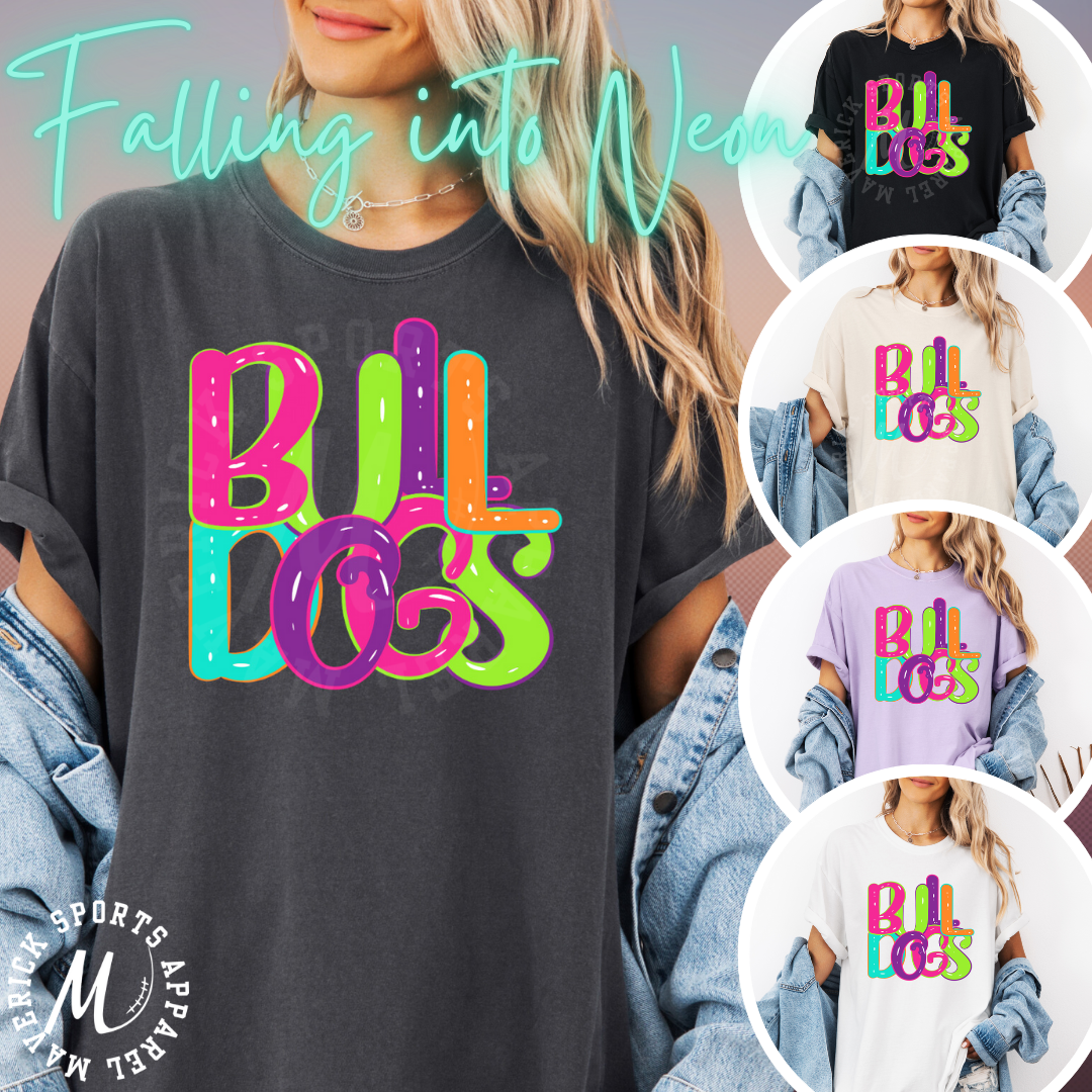 Bulldogs Stacked Neon Tee