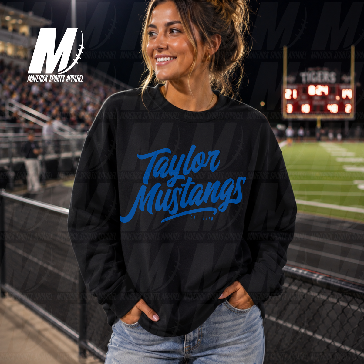 Taylor Mustangs Heritage Script – Crewneck Sweatshirt