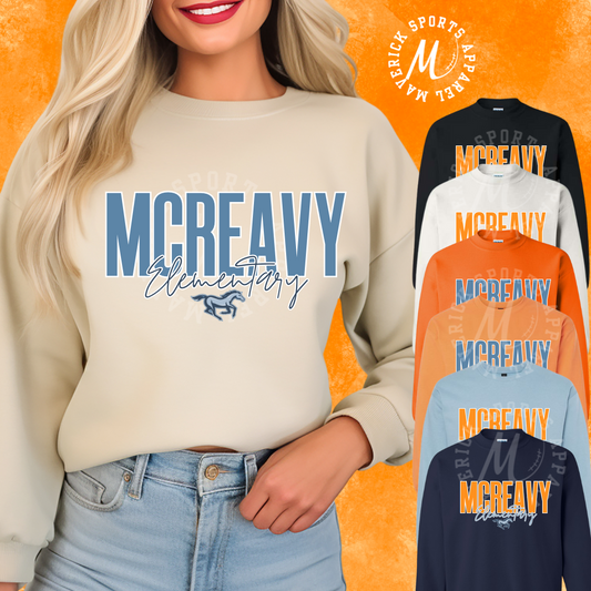 McReavy Mustangs Bold Script Crewneck Sweatshirt