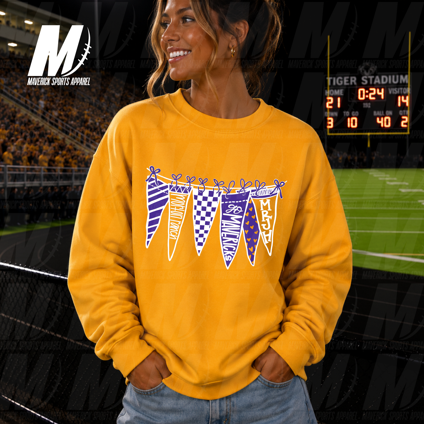 Morton Ranch Mavericks Pep Rally Pennants – Crewneck Sweatshirt
