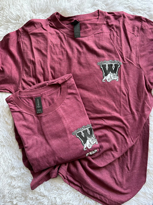 W Pocket Tee-Maroon