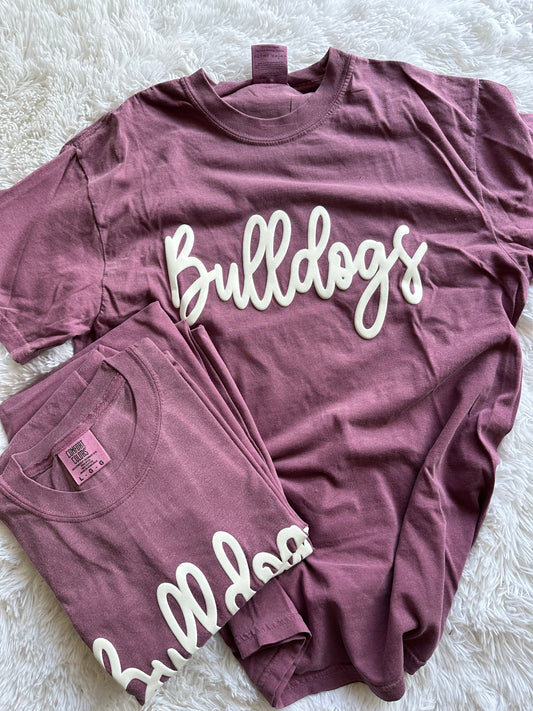 Bulldogs Script Puff Ink Tee