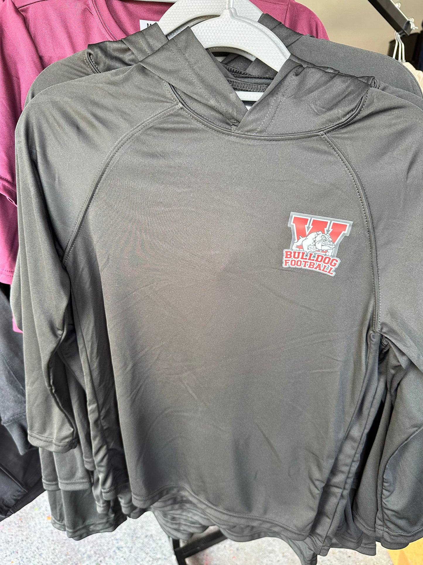 Waller Bulldog Football Pocket LS Hooded Tee