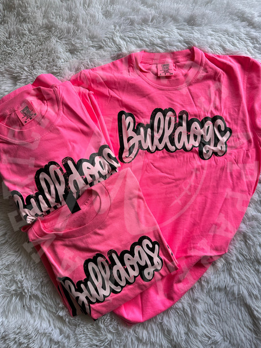 Neon Bulldogs Script Tee