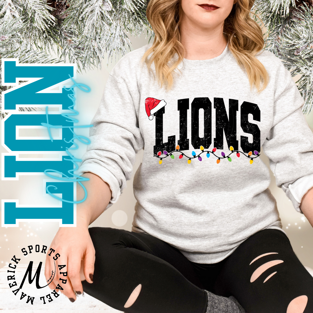 Lions Christmas Lights Sweater