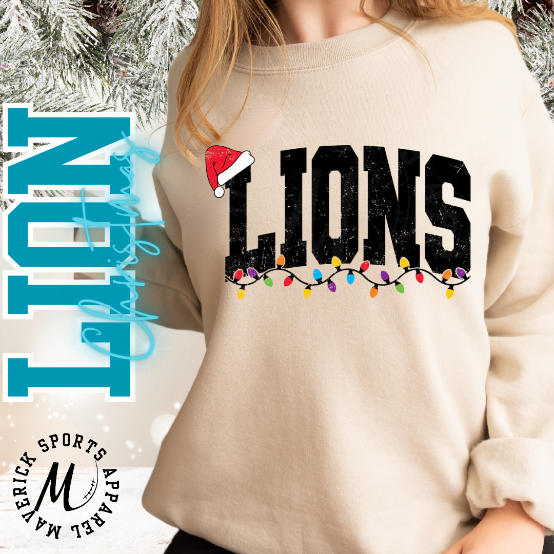 Lions Christmas Lights Sweater