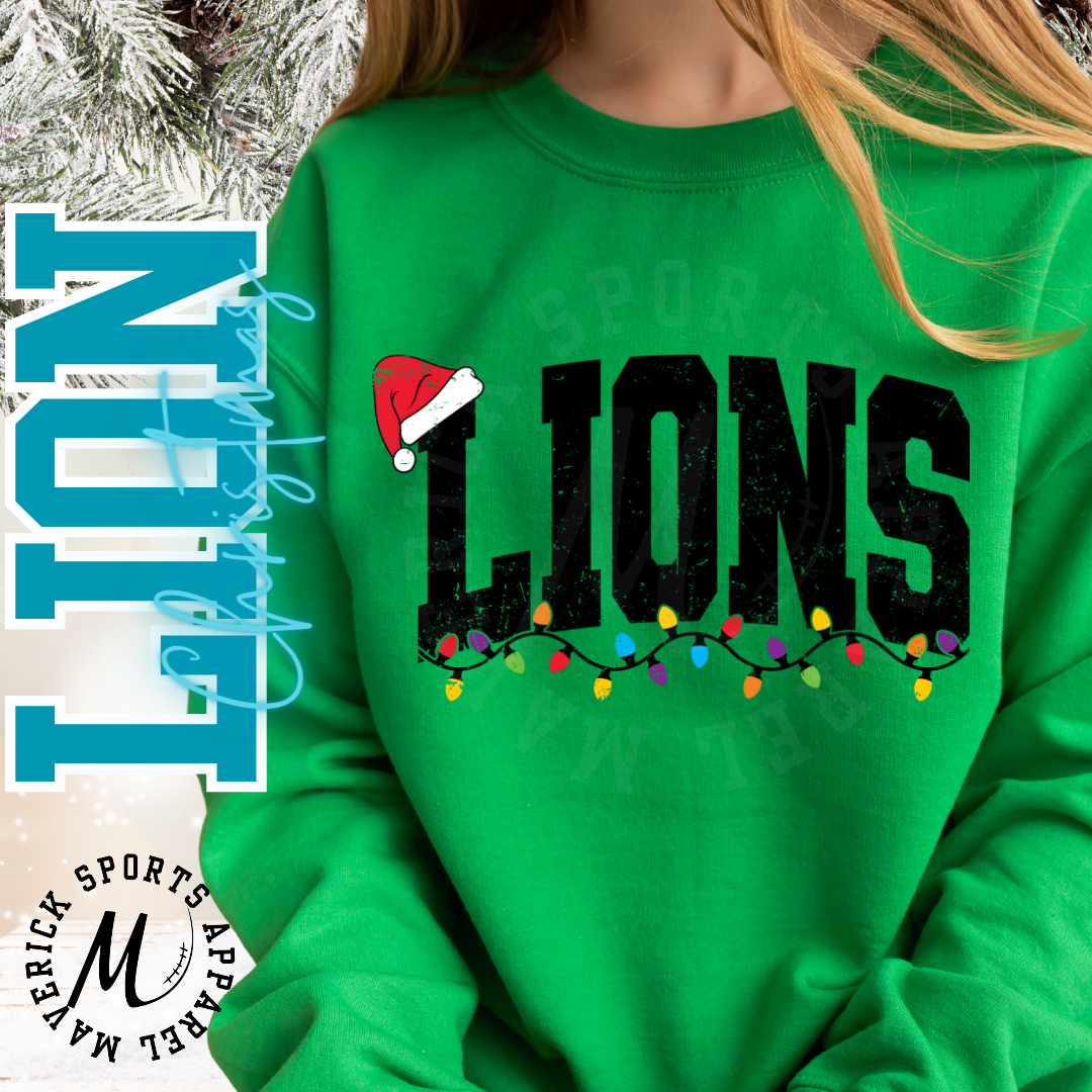 Lions Christmas Lights Sweater