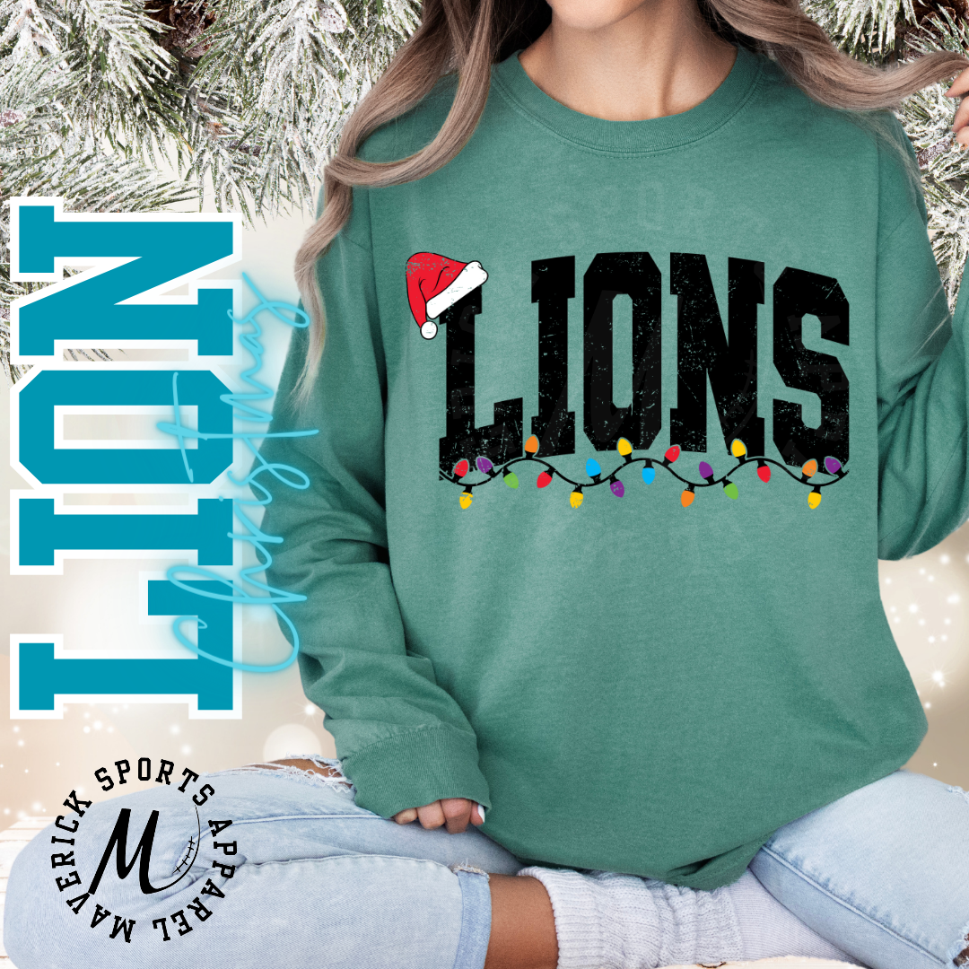 Lions Christmas Lights Long Sleeve Tee