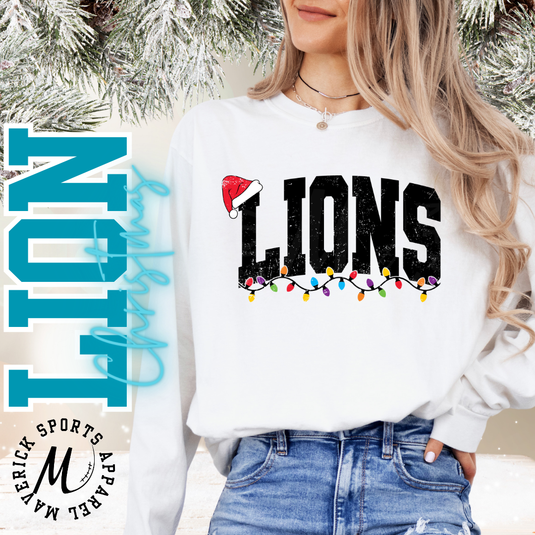 Lions Christmas Lights Long Sleeve Tee