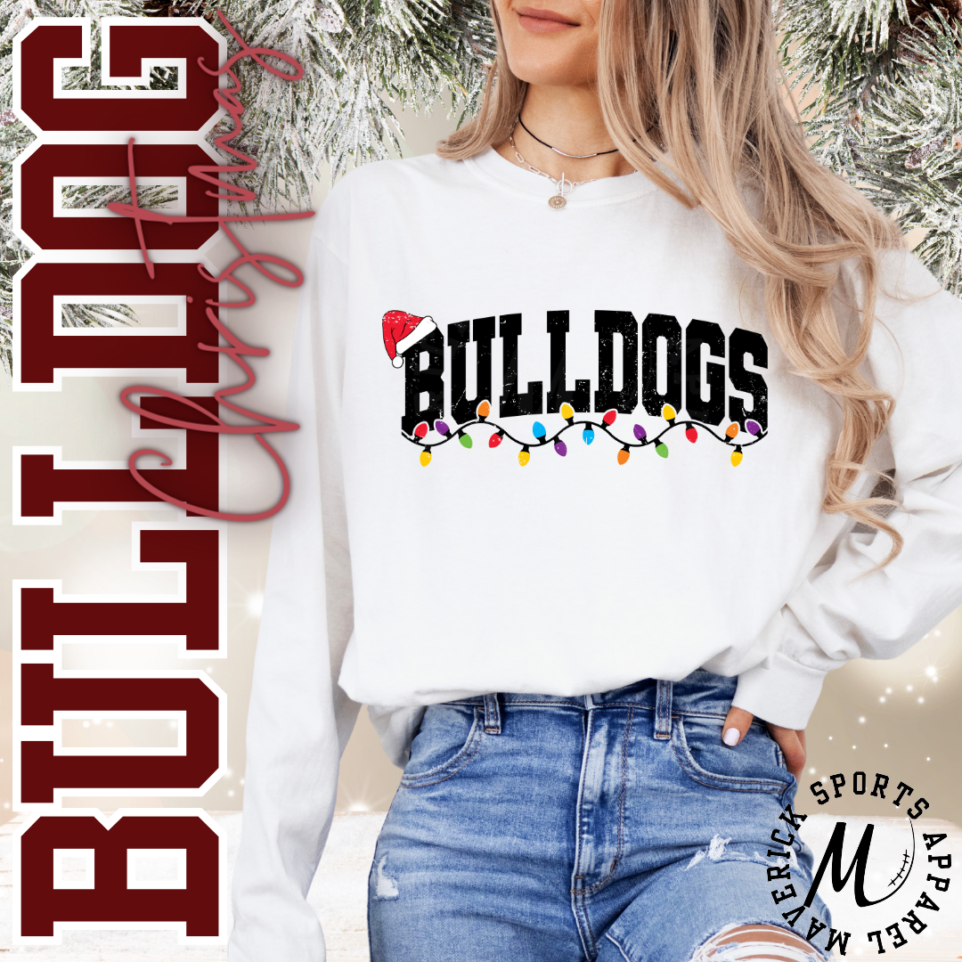 Bulldogs Christmas Lights Long Sleeve Tee