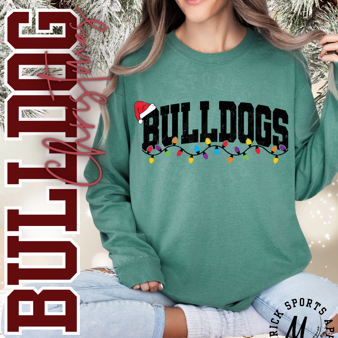 Bulldogs Christmas Lights Long Sleeve Tee