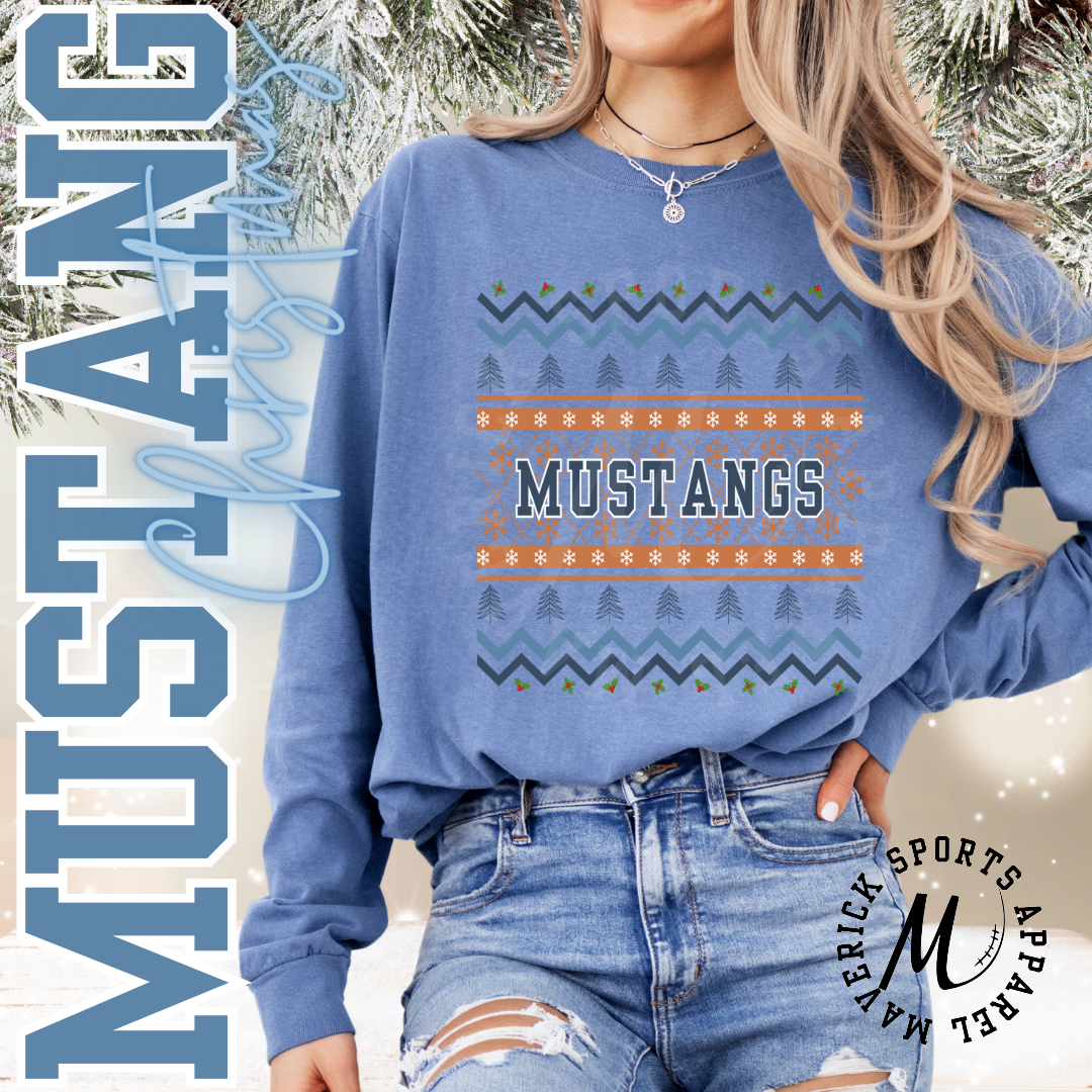 Mustangs Ugly Christmas Long Sleeve Tee