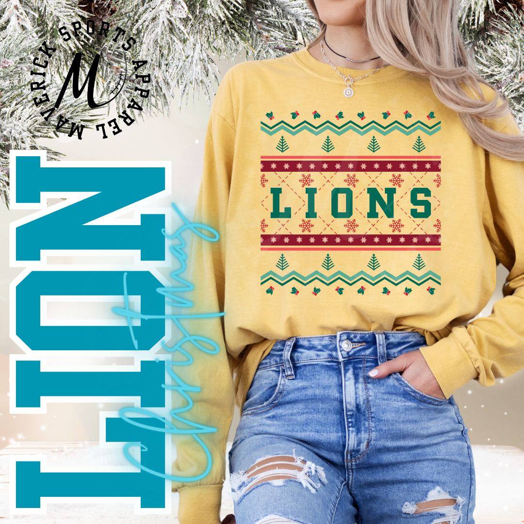 Lions Ugly Christmas Long Sleeve Tee