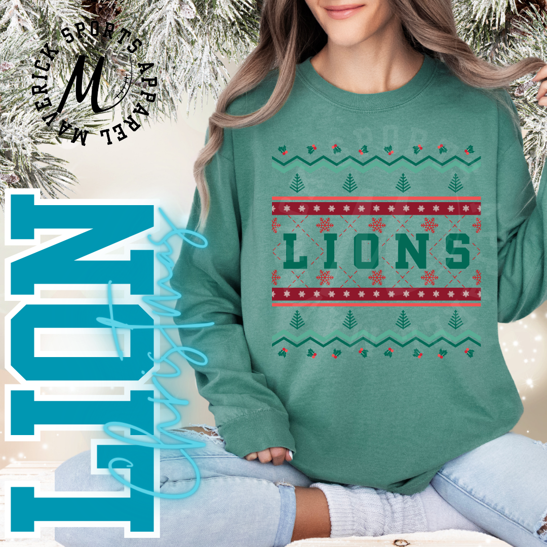 Lions Ugly Christmas Long Sleeve Tee