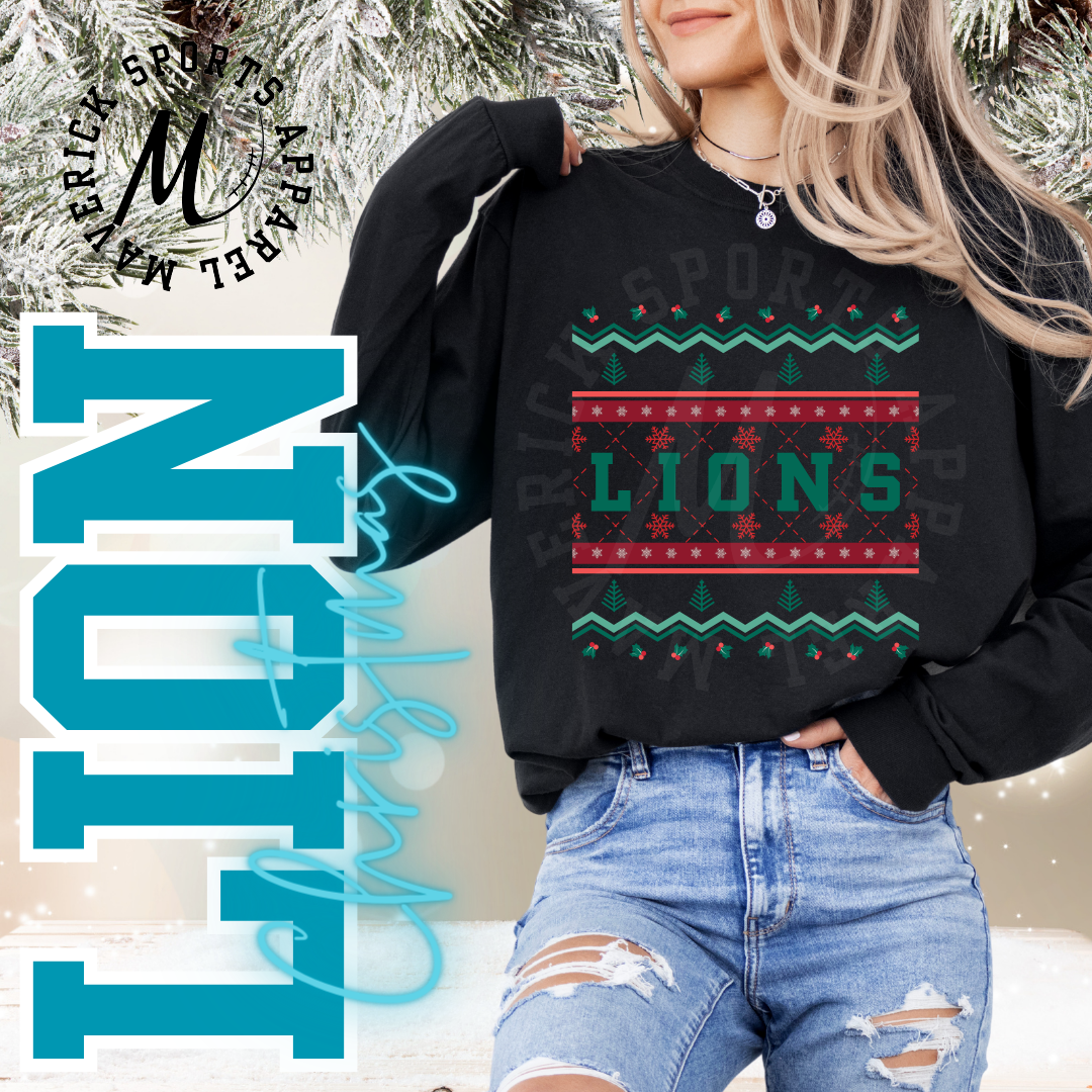 Lions Ugly Christmas Long Sleeve Tee