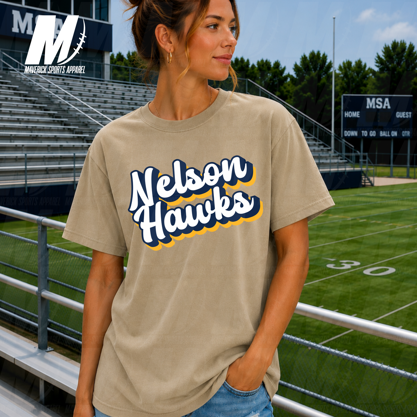 Nelson Hawks Retro Script – Comfort Colors® Series