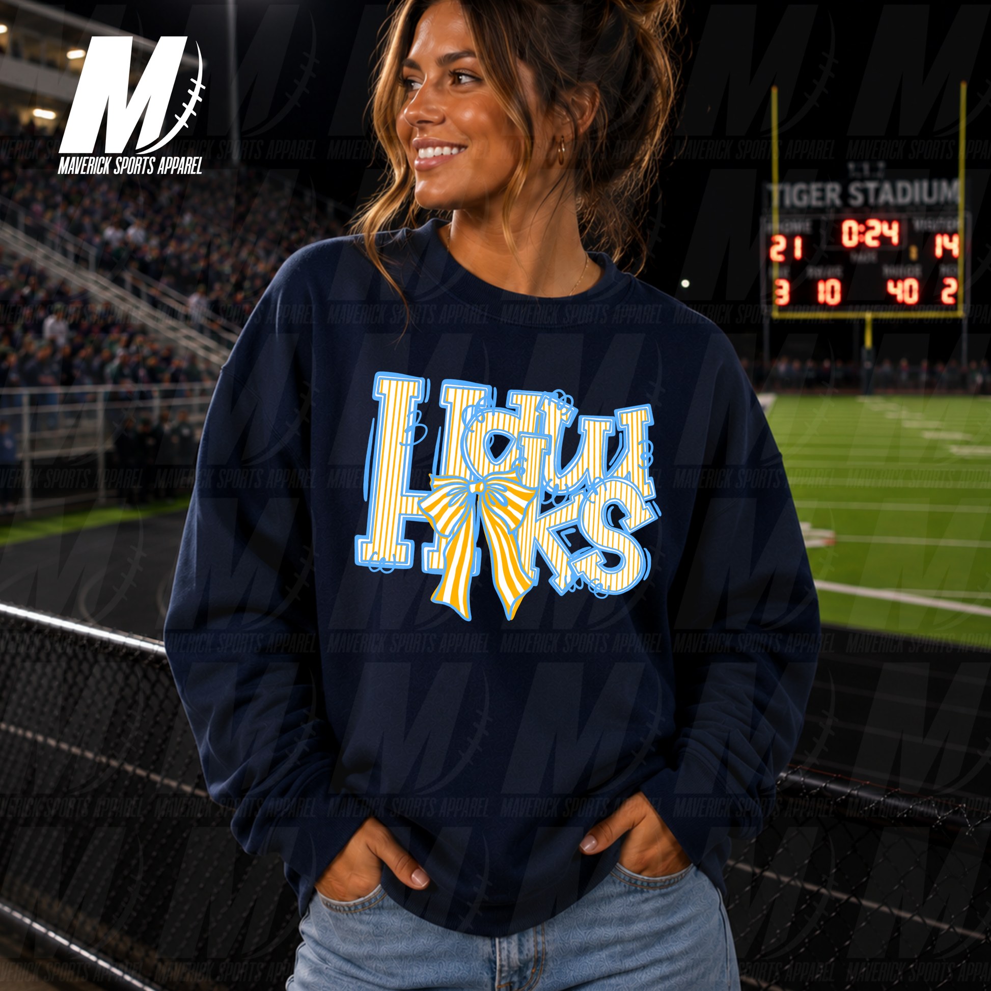 Mavericks Bows & Stripes – Crewneck Sweatshirt