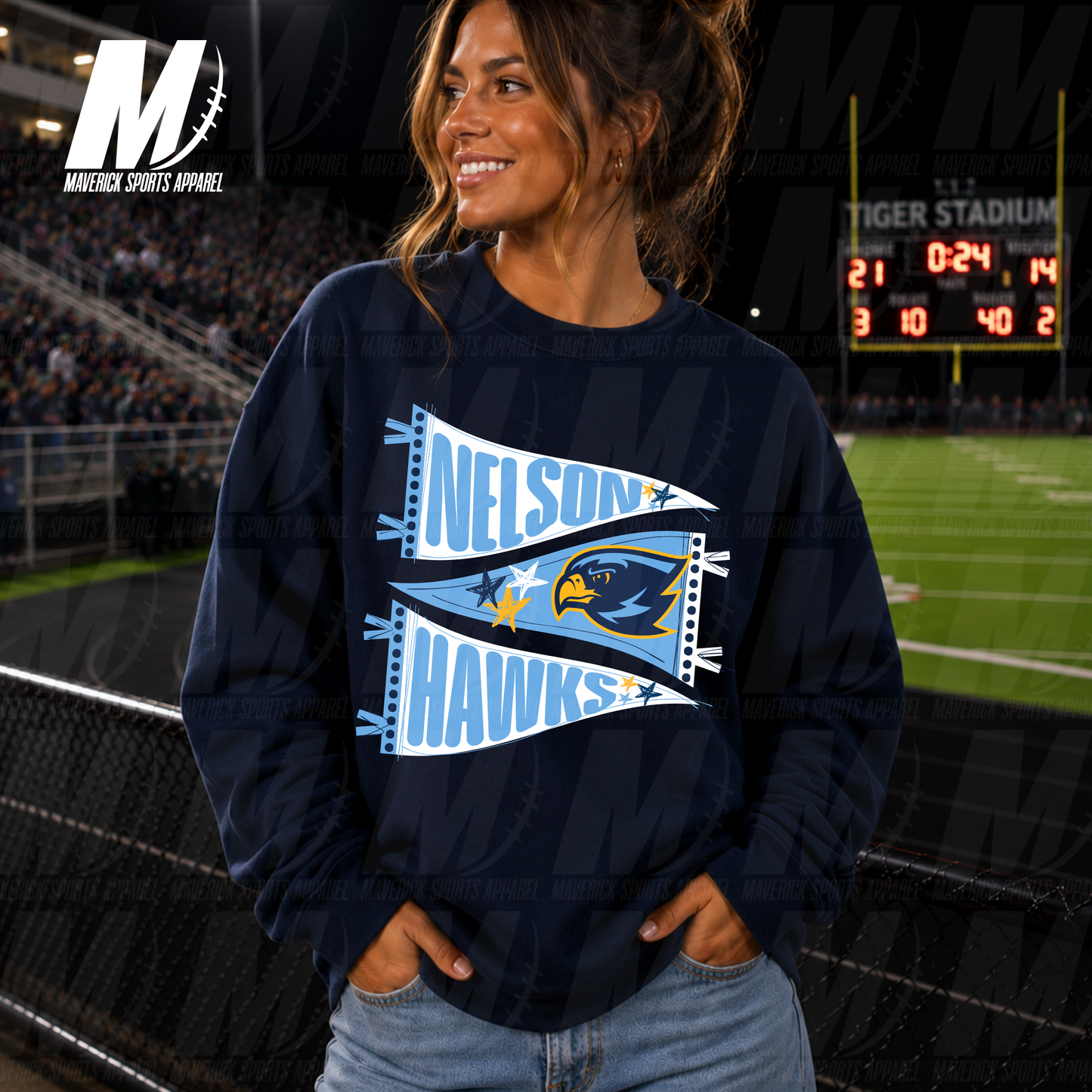 Morton Ranch Mavericks Game Day Pennant – Crewneck Sweatshirt