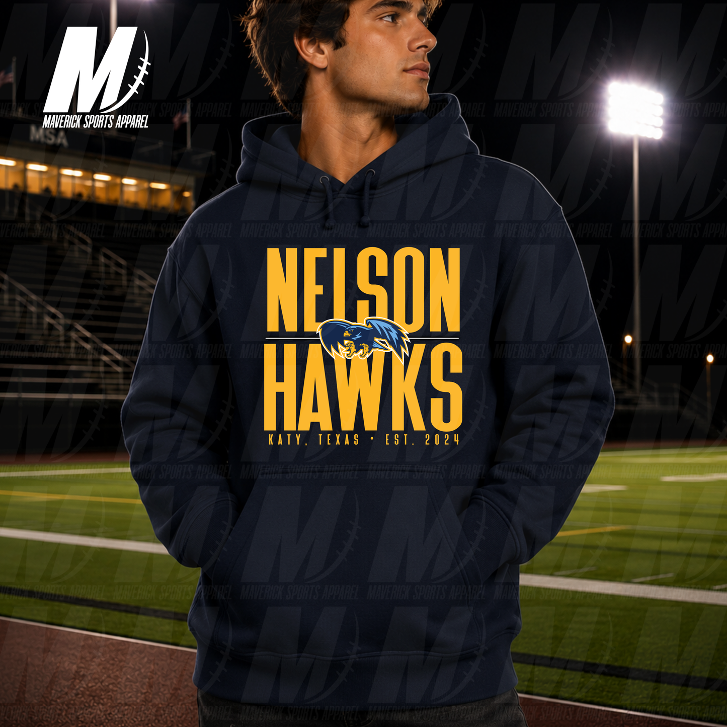Nelson Hawks Baseline – Hyperactive Fleece Hoodie