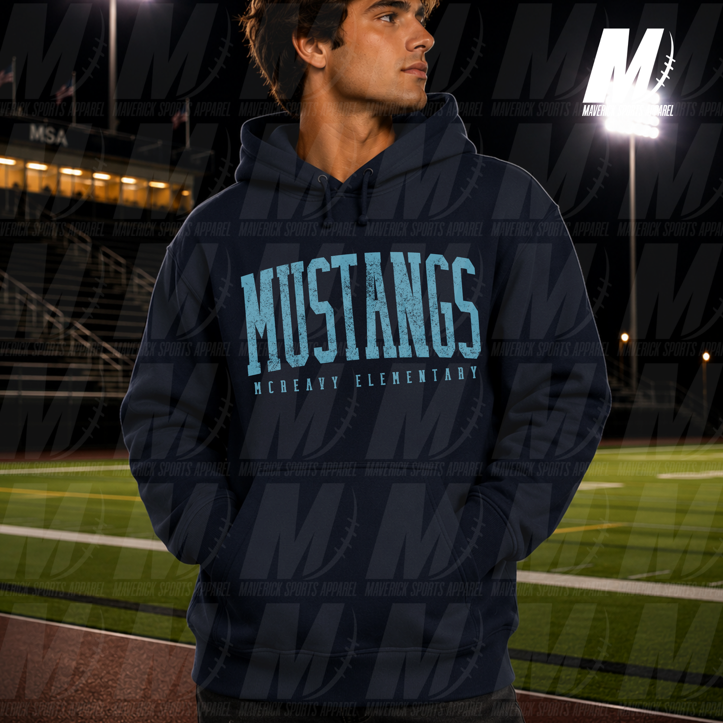 Turlington Tigers Classic Collegiate – Hyperactive Fleece Hoodie in Navy